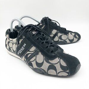 COACH June Signature C Monogram Black White Sneakers Tennis Shoes Womens 8.5